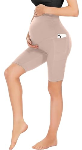 Risipu Short de maternité pour Les Femmes avec Le Ventre Shorts de Cycliste Short de Yoga avec Poches