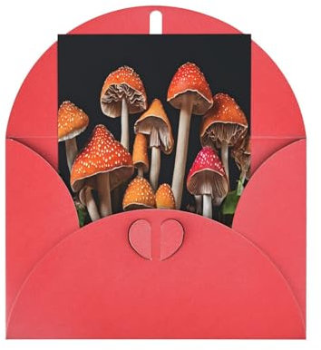 Hochwertige Perlglanz-Grußkarten mit Pilz-Druck, mit roten Umschlägen, schimmernde Geburtstags-, Weihnachts- und Hochzeitskarten, innen blanko.