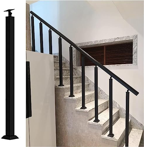 Balustres d'escalier d'intérieur en métal – Poteaux de balustrade en fer forgé noir avec support et base réglables à 270°, hauteur de 90 cm, idéal pour la décoration d'intérieur moderne et les