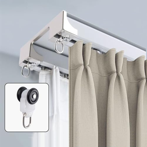 Bastone per tenda a doppio binario in alluminio resistente, per soggiorno, camera da letto e doccia, colore bianco, 1,8 m, design resistente ed elegante