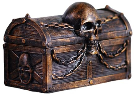 Jubilofex Caja de almacenamiento pirata vintage para niños, con calaveras y cadenas, resistente al polvo