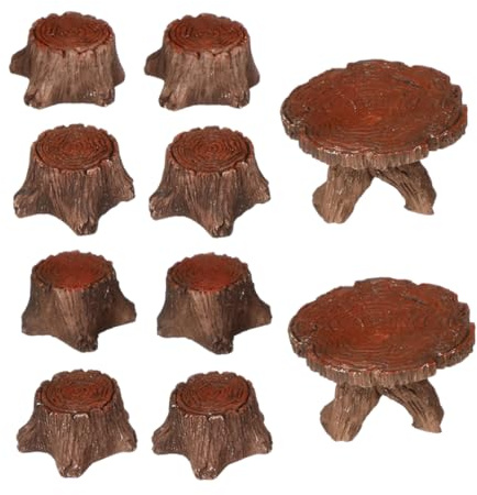 SEWOART 10piezas Decoración De Mesa y Sillas Miniatura De De Accesorios para Jardín De Hadas para Paisajismo y Jardín Muebles Miniatura para Casa De Muñecas