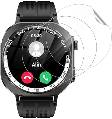 NUCNOK 3 Pack Protector Pantalla para Soudorv Smartwatch Y10 (1,43 Pulgadas),Hidrogel Film HD Transparente Flexible Película,Cobertura Completa,Sin Burbujas,Antiarañazos