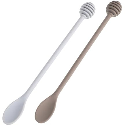 DOITOOL Silicone Honey Stirring Spoons for Collecting Honey and Serving Syrup 2pcs with Long Handle Will Not Scratch Surfaces, for Wedding and Party Favors