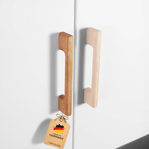 Craman 1 Stück Klassische Eiche Türgriffe für IKEA | Küchengriffe, Möbelgriffe, Schrankgriffe & Knäufe aus Massivholz | Eiche Natur | Made in Germany (R6, 179mm/128mm)