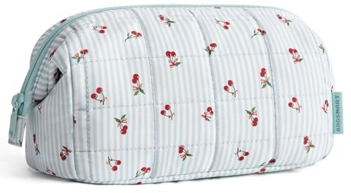 BAGSMART Trousse de Maquillage de Voyage - Trousse de Toilette rembourrée - Trousse de Maquillage à Ouverture Large - Ustensiles de Voyage, Articles de Toilette, brosses, Motif Fleurs de Cerisier
