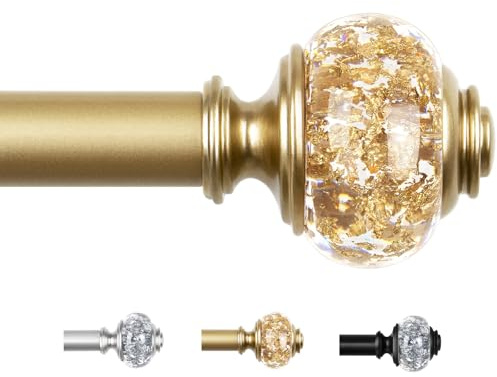 USFOOK Luxury Gold Curtain Poles for Eyelet Curtains 80 to 218 cm