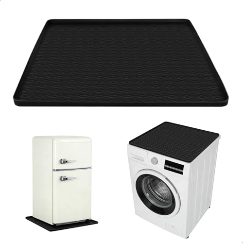 Tapis Machine a Laver, Réutilisable Silicone Tapis Lave Linge 60 x 60 cm avec Bord Surélevé Antifuite et Antidérapant pour Réfrigérateur Dessus Protege Machine a Laver Dessus