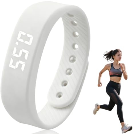 Digital Pedometer Watch,USB Charging Waterproof Step Counter Tracker(White) | Accurate 3D Sensor,Pedometer Bracelet,Adjustable Band,Clear Display,Standalone Activity Tracker With Direct USB Charging