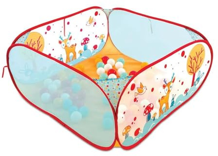LUDI Pop-Up Spielzelt 'Hase' – Baby Bällebad ab 6 Monaten – 45 Bälle & Tragetasche – Fördert Motorik – 90 x 90 x 44 cm