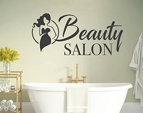 tjapalo® s-pkm419 Wandtattoo Badezimmer Kosmetik Friseur Wandtatoo Wandspruch Beauty Salon pkm419 - in vielen Farben (H58 x H26 cm)