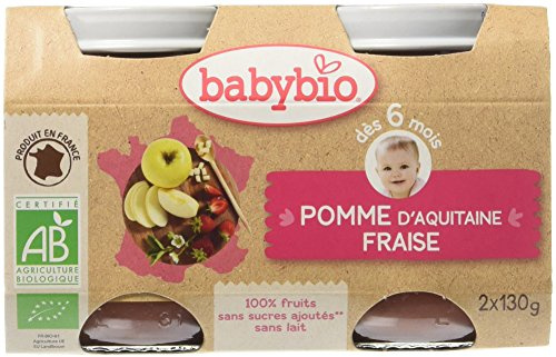 Babybio Pots Pomme d'Aquitaine Fraise - BIO - 2x130g (260 g)
