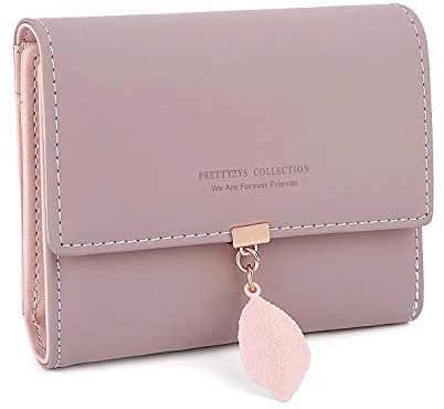RRANCharltu Portefeuille Femme Cuir Porte Monnaie Pendentif,Mauve Pâle | Portefeuilles et Porte-Cartes,Fermeture éclair Poche à Monnaie,Fenêtre ID,Petit Portefeuille,Simili Cuir,Exquis Pendentif