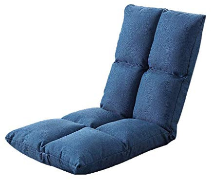 JMTLLLDY Meditationsstuhl, Schlafzimmer-Bett-Computer Klappbare 6-Fach-Einstellung Tatami Bay Window Chair, Kissen 8, Blau
