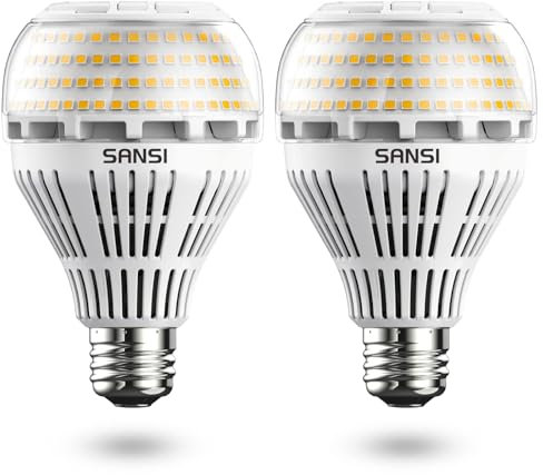 SANSI E27 LED Lampe, 22W ersetzt 200W Glühbirne, Edison-Schraubgewinde E27 Birne, 3000 Kelvin Weiß, 3000 Lumen Superhell LED Leuchtmittel für Küche, Wohnzimmer, Werkstatt, Nicht dimmbar, 2er-Pack
