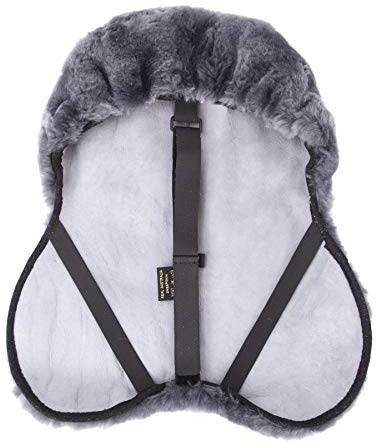 Merauno® Lammwolle Sattelsitzbezug, aus Merino Lammwolle für optimalen Sitzkomfort, mit Einer regulierbaren Klettstrippe. Passend für alle englische Sättel. Farbe: Natur, Schwarz, Braun, Anthrazit.