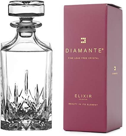 DIAMANTE Carafe à décanter à whisky Collection Dorchester en cristal 750 ml Coffret cadeau