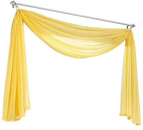 Nicole Knupfer 1er-Pack Querbehang Transparente Voile Schals Deko Einfarbige Gardinen Dekoschals Vorhang für Schlafzimmer Wohnzimmer Hochzeit (Gelb,140 * 300cm)