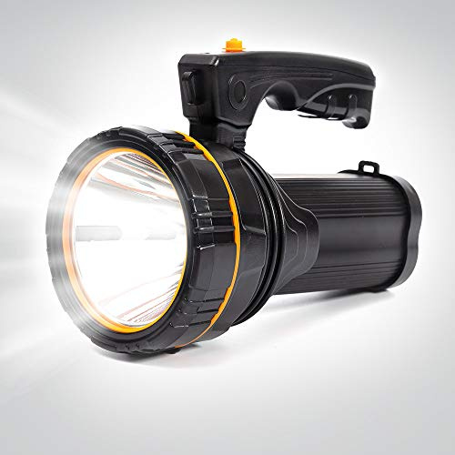 MAYTHANK Lampe Torche Led Ultra Puissante USB C Rechargeable Grande 4 batterie 10000mah, Lampe de Poche Longue Portée 800M Lumens élevés, Grosse Piles Portable avec bretelle, pour la maison/plein air