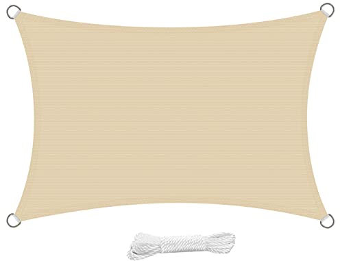 swift Tenda a Vela Rettangolare 2x3 m Permeabile Protezione Anti Raggi UV Vela Ombreggiante 3x2 m, Telo Tenda da Sole a Vela per Esterno, Giardino & Gazebo, Beige