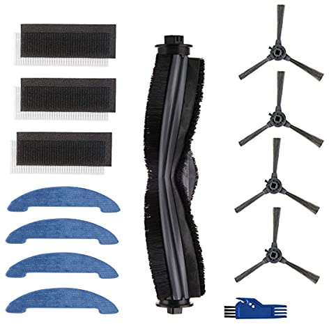 Fantisi Replacement parts for Muzili G9070 R9000 Robot Vacuum Cleaner Accessories kit Pack with 1 Roller brush + 3 Filters + 4 Side brushes + 4 Mop Cloths +1 Cleaning brushes
