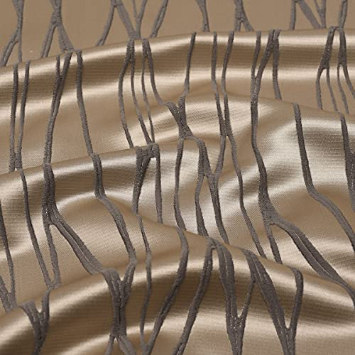 SCHÖNER LEBEN. Dekostoff Jacquard Vorhangstoff Serenade 3D-Linien grau Taupe 145cm Breite