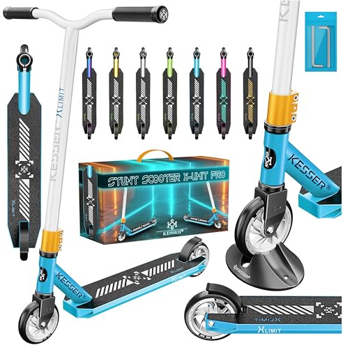 KESSER® Stunt Scooter X-Limit-Pro 360° Lenkung Funscooter Stuntscooter mit Ständer ABEC 9 Kugellagern, 110mm PU Räder, Kickscooter Tretroller Cityroller Trick Roller für Kinder Erwachsene