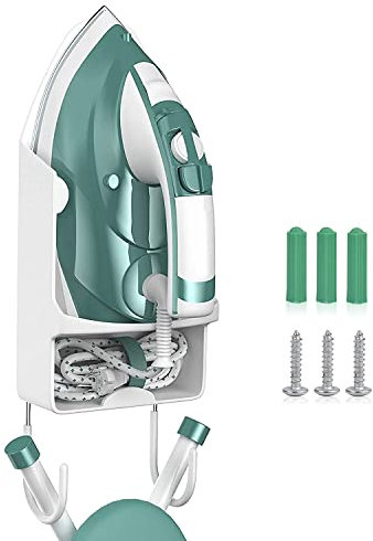 Retoteng Ironing Board Holder Wall Mount Electric Iron Hanger Ironing Board Rack Ironing Board Storage Organizer Ironing Basket Over Door or Wall Mount in Laundry Room (White)