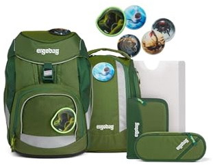 ergobag Schulranzen-Set Pack Set | 6-teiliges Set mit flexiblem ergonomischem Schulrucksack aus der Vorgänger-Kollektion für die 1. Klasse Grundschule