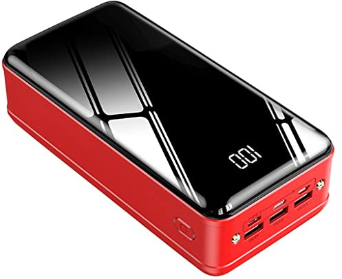XCC 50000 mAh Power Bank a Specchio for Display Digitale a Grande capacità La Ricarica Rapida Viene fornita con Un Power Bank condiviso (Color : Red, Size : 50000mAh)