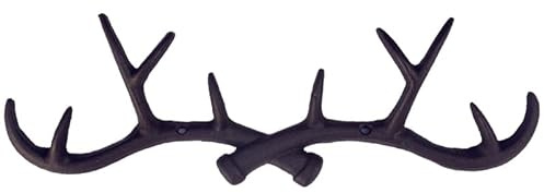 TOPBATHY Gusseisen Wandhaken Mit Hirschgeweih Vintage Garderobenhaken Für Mäntel Schlüssel Hüte Handtücher Wandmontierter Kleiderhaken Für Flur Wohnzimmer Schlafzimmer