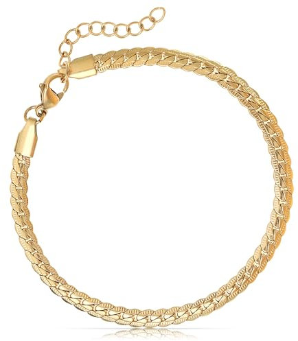 Herren Armband aus Edelstahl Silber/Gold • Minimalistisches Armband Herren • Armbänder für Herren • Silberarmband Männer • Grobe Cuban Link Chain Armkette (Schlangenkette Gold)