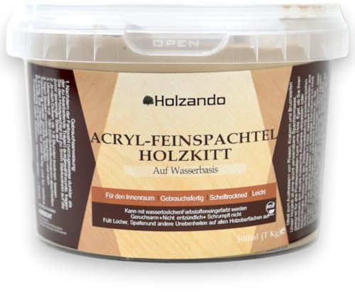 Holzando® Holzkitt Feinspachtel für Holz, OSB und Wände - Holzspachtelmasse, Holzspachtel, Fensterkitt, Wood Filler, Holzpaste, Spachtelmasse Holz, Holzfüller 1Kg Palisander 85
