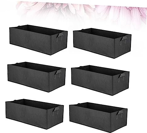 FONDOTIN Stofftöpfe 6 Stück Quadratische Pflanztaschen Wachstumstasche Drainage Für Den Garten Schwarz Klein
