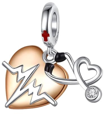 Streetculture Herzschlag Puls Herz Arzt Stethoskop Leben Liebe - Bettelarmband Anhänger Schmuck Dekoration Zubehör 925 Silber Sammelband Sterlingsilber