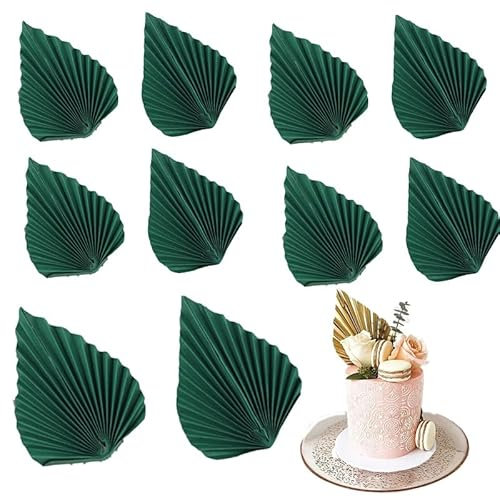 SHTGOI Boho Tortenaufsatz Tortendeko Papierfächer Palmfächer Deko Kuchendekoration Cake Topper Papier für Tortenaufsatz,Hochzeit,Basteln