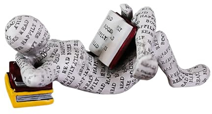 Buachois Figura de Mujer Leyendo, Figura Decorativa para Estantería, Pequeña Escultura con Forma de Mujer Leyendo Personalizada Pintada a Mano Lectura Escritorio Libros Estantería Artesanía Estatua