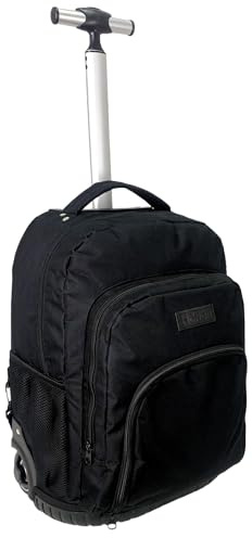 COSHANO Mochila con Ruedas Escolar Carro para el Colegio Niña Niños Grande Bolsas Escolares Trolley Bag Infantil Patineta (Negro)