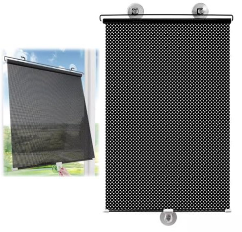 Suction Cup Roller Shade for Glass Door Sun Protection Blinds Retractable Thermal Insulated Curtains Temporary Privacy Roller Blinds(W68X125CM)