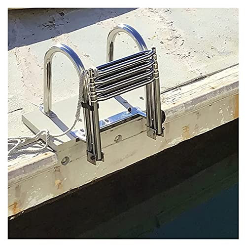 AITEKODVG Ponton-Boots-Yacht-Poolleiter mit großen Handläufen, Badeleiter, Faltbare, teleskopierbare Bootsleitern mit hinterem Einstieg und rutschfestem Pedal