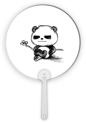 no/no Mini Lovely Panda Animals China Cat Plastic Round Handheld Fan Decorations Craft