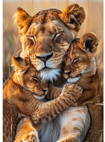 MXJSUA Löwen Diamond Painting Set, Tiere 5D Diamant Painting Bilder 30x40 cm mit Diamond Painting Zubehör für Erwachsene, Crystal Art Wand Deko