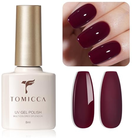 TOMICCA Smalto UV rosso scuro gel smalto UV / LED Soak-Off Gel Polish adatto per principianti Nail Art Salon fai da te Home 8 ML