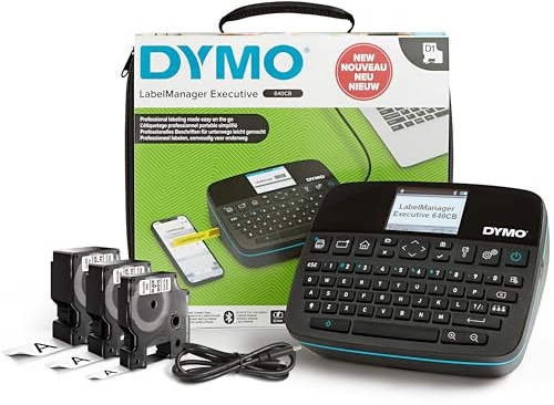DYMO LabelManager Executive 640 CB Portable Label Printer Kit with Carry Case and 3 Label Cassettes, Compact QWERTY Label Maker, Bluetooth & USB Connectivity, Compatible with DYMO D1 Labels