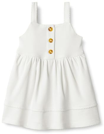 Amazon Essentials x Sofia Grainge Baby Girls' Cotton Casual Fit and Flare Dress, White, 24 Months