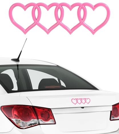 Flaconi Pegatinas para Coche,Pegatina Coche,Pegatinas para Coche Exterior, Emblema 3D con Logotipo de Corazón para Maletero Trasero,Accesorios de Coche,para A3 A4 A5 A6 A8 TT R8 Q3 Q5 Q7 (Rosa)