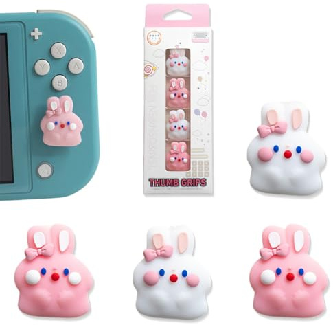 Capuchon de Joystick pour Nintendo Switch&Switch OLED,Caps Joystick pour Switch Lite Joycon,Thumb Grip Caps pour Switch&Switch Lite&Switch OLED-Chaton Mignon (style lapin)