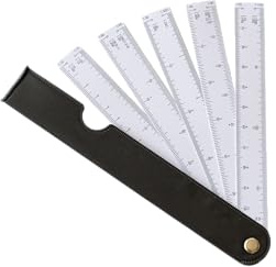 Escalimetro Profesional Pequeño y Resistente: Regla Profesional para Dibujo Técnico, Escalada y Uso Militar con Máxima Precisión, Tipo Abanico.