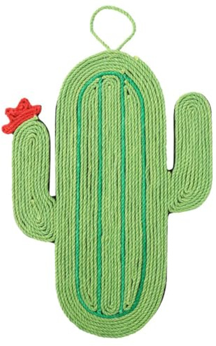 TOBBOMEY Alfombra Rascador De Cactus para Gatos Tapete De Sisal Natural con Cuerda Colgante Juguete De Rascado para Kittens y Gatos Protege Muebles y El Estrés De Mascotas
