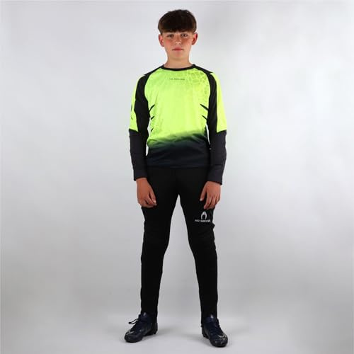 Ho Soccer Ensemble de Gardien de But Kid Keeper Deep-Sea Lime, T-Shirt à Manches Longues avec Rembourrage et Pantalon Long rembourré, Polyester, Unisexe, pour Enfants, Bleu/Noir, Taille 12